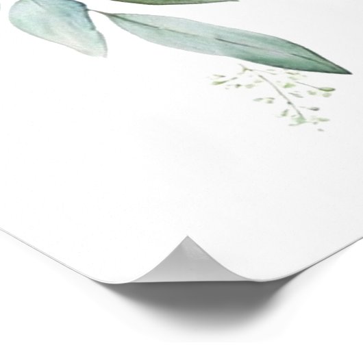 Blue Balloon Greenery Bow Baby Shower Welcome Poster (Hoek)