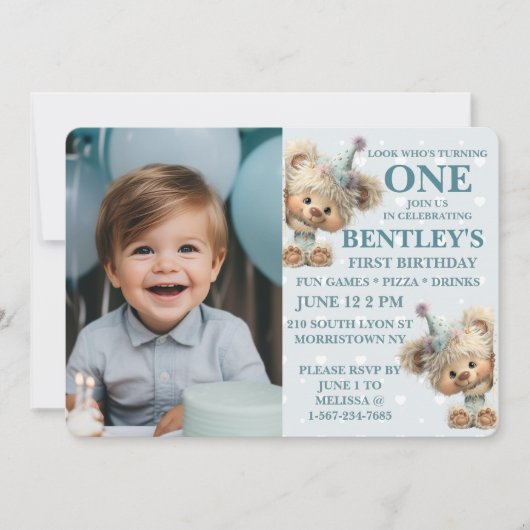 Blue Balloon Hedgehog Celebration Kaart (Voorkant)