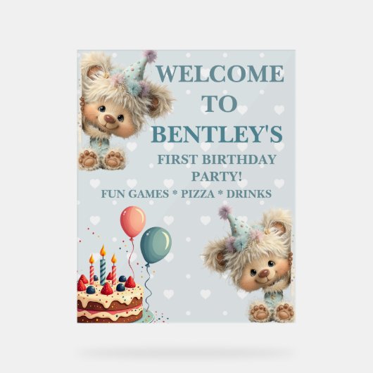 Blue Balloon Hedgehogs Celebration Acryl Bord (Voorkant)