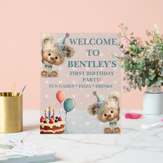 Blue Balloon Hedgehogs Celebration Acryl Bord (Huwelijk)