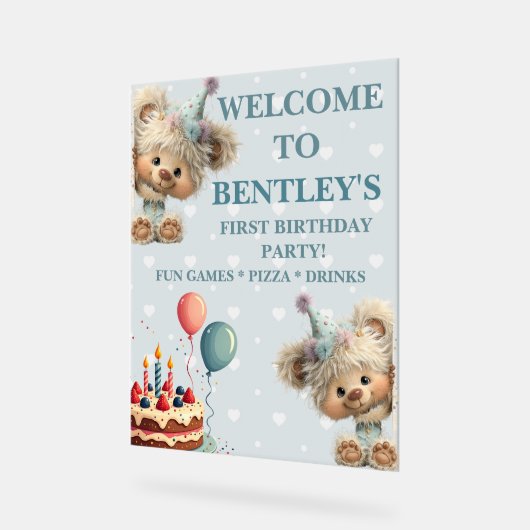 Blue Balloon Hedgehogs Celebration Acryl Bord (Hoek)