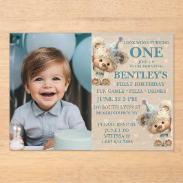 Blue Balloon Hedgehogs Celebration Acryl Uitnodigingen