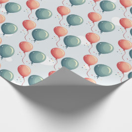 Blue Balloon Hedgehogs Celebration Cadeaupapier