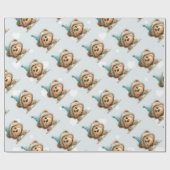 Blue Balloon Hedgehogs Celebration Cadeaupapier (Vlak)