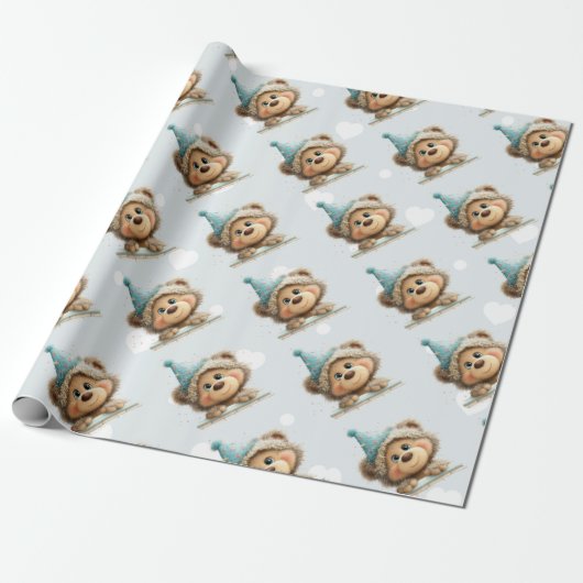 Blue Balloon Hedgehogs Celebration Cadeaupapier (Uitgerold)
