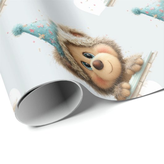 Blue Balloon Hedgehogs Celebration Cadeaupapier (Rol Hoek)