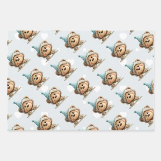 Blue Balloon Hedgehogs Celebration Inpakpapier Vel (Voorkant)