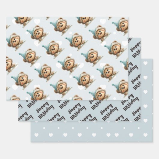 Blue Balloon Hedgehogs Celebration Inpakpapier Vel (Set)