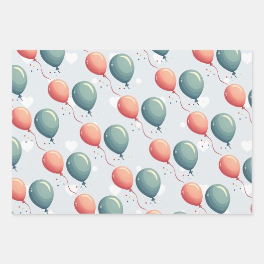 Blue Balloon Hedgehogs Celebration Inpakpapier Vel (Voorkant)