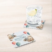 Blue Balloon Hedgehogs Celebration Kartonnen Onderzetters (Insitu)