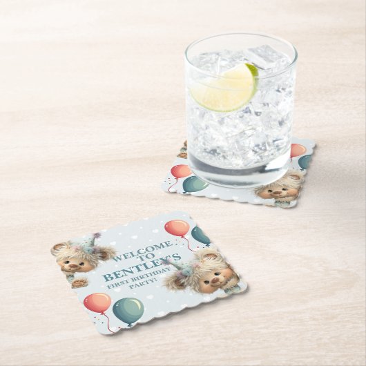 Blue Balloon Hedgehogs Celebration Kartonnen Onderzetters (Insitu)