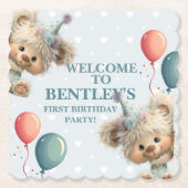 Blue Balloon Hedgehogs Celebration Kartonnen Onderzetters (Voorkant)