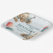 Blue Balloon Hedgehogs Celebration Papieren Bordje (Gebogen)