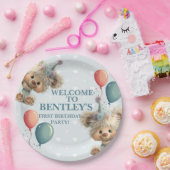 Blue Balloon Hedgehogs Celebration Papieren Bordje (Feest)