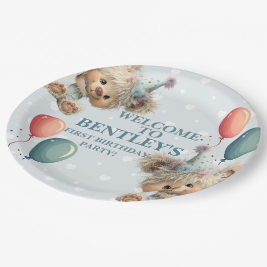 Blue Balloon Hedgehogs Celebration Papieren Bordje (Gekanteld)