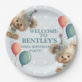 Blue Balloon Hedgehogs Celebration Papieren Bordje