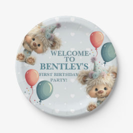 Blue Balloon Hedgehogs Celebration Papieren Bordje