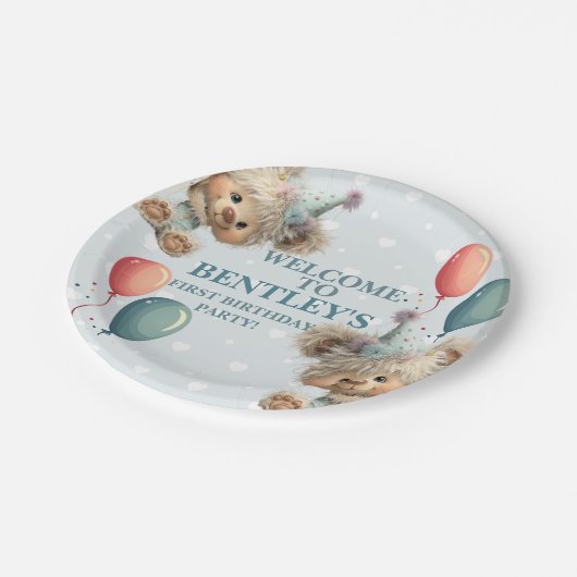 Blue Balloon Hedgehogs Celebration Papieren Bordje (Gekanteld)