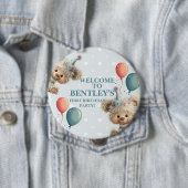 Blue Balloon Hedgehogs Celebration Ronde Button 4,0 Cm (In situ)