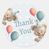 Blue Balloon Hedgehogs Celebration Ronde Sticker (Voorkant)