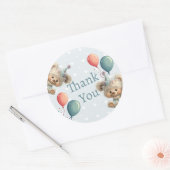 Blue Balloon Hedgehogs Celebration Ronde Sticker (Envelop)