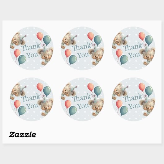 Blue Balloon Hedgehogs Celebration Ronde Sticker (Vel)