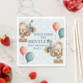 Blue Balloon Hedgehogs Celebration Servet (Insitu)