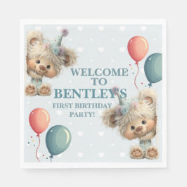 Blue Balloon Hedgehogs Celebration Servet