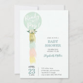 Blue Balloon met Tassel Baby shower uitnodiging (Voorkant)