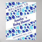 Blue Balloon Pattern Boy Baby shower Welkomstteken Poster (Voorkant)