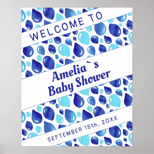 Blue Balloon Pattern Boy Baby shower Welkomstteken Poster (Voorkant)