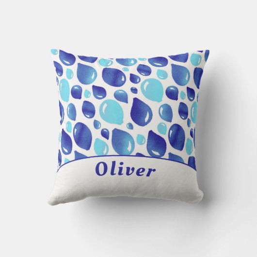 Blue Balloon Pattern Boy Name Kinder Decor Kussen (Achterkant)