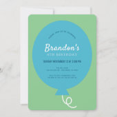 Blue Balloon Simple Green Boy Verjaardag Kaart (Voorkant)