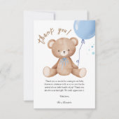 Blue Balloon Teddy Bear Baby shower Dank u Kaart (Voorkant)