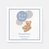 Blue Balloon Teddy Bear Baby shower Napkins Servet (Voorkant)
