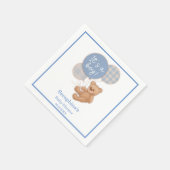 Blue Balloon Teddy Bear Baby shower Napkins Servet (Hoek)