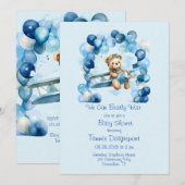 Blue Balloon Teddy Bear Vliegtuig Jongen Baby show Kaart (Voorkant / Achterkant)