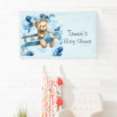 Blue Balloon Teddy Bear Vliegtuig Jongen Baby show Spandoek (Insitu)
