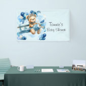 Blue Balloon Teddy Bear Vliegtuig Jongen Baby show Spandoek (Beurs)