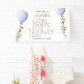 Blue Balloon Wildflower Baby shower Welkom Spandoek (Insitu)