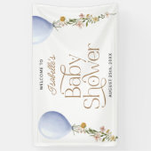 Blue Balloon Wildflower Baby shower Welkom Spandoek (Verticaal)