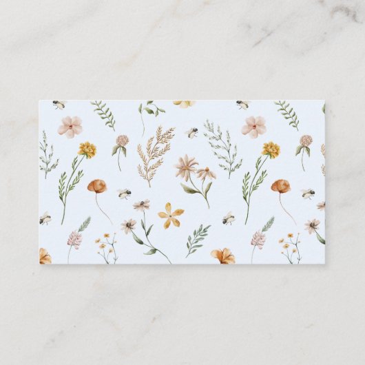 Blue Balloon Wildflower Luier Raffle Baby shower Informatiekaartje (Achterkant)