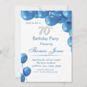 Blue Balloons 70e verjaardag uitnodiging (Voorkant)