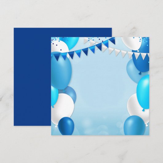 Blue balloons and party flags kaart (Voorkant / Achterkant)