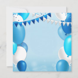 Blue balloons and party flags kaart