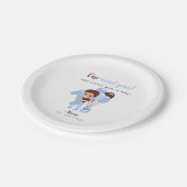 Blue Balloons Baby Boy First Birthday  Papieren Bordje (Gekanteld)