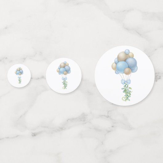 Blue Balloons Baby shower Confetti (Voorkanten)