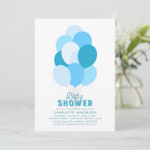 Blue Balloons Baby shower Invitation Kaart (Staand voorkant)