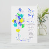 Blue Balloons Baby shower Kaart (Staand voorkant)