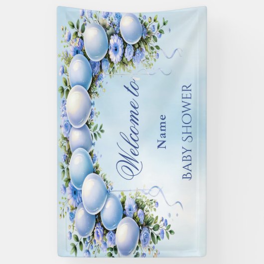 Blue Balloons Baby shower Spandoek (Verticaal)